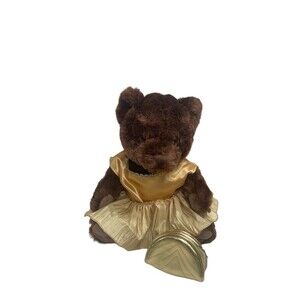 Bears Precise Brown Teddy Bear Plush Dress Gold Outfit W/ Purse Stuffed Animal